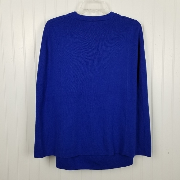 Chico's Cardigan Cape Sweater Vneck Button Sleeveless Blue Size 0 Small/Medium - Picture 3 of 11